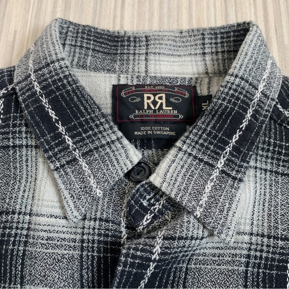 Ralph Lauren Double RL Other - Cotton Flannel Shirt in Black & Light Grey by Double RL / RRL / Ralph Lauren XL